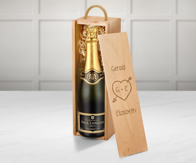 Anniversary & Wedding Paul Langier Champagne Gift Box With Engraved Personalised Lid